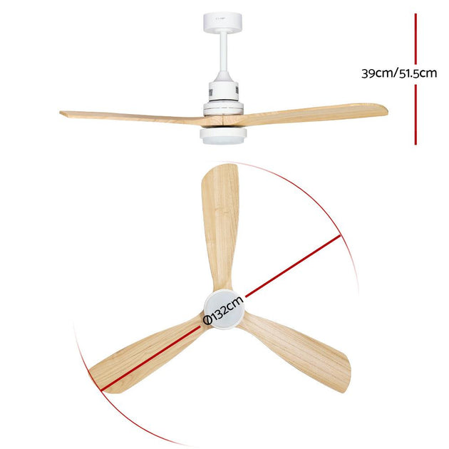 Buy Devanti 52'' Ceiling Fan AC Motor LED Light Remote - Light Wood discounted | Products On Sale Australia