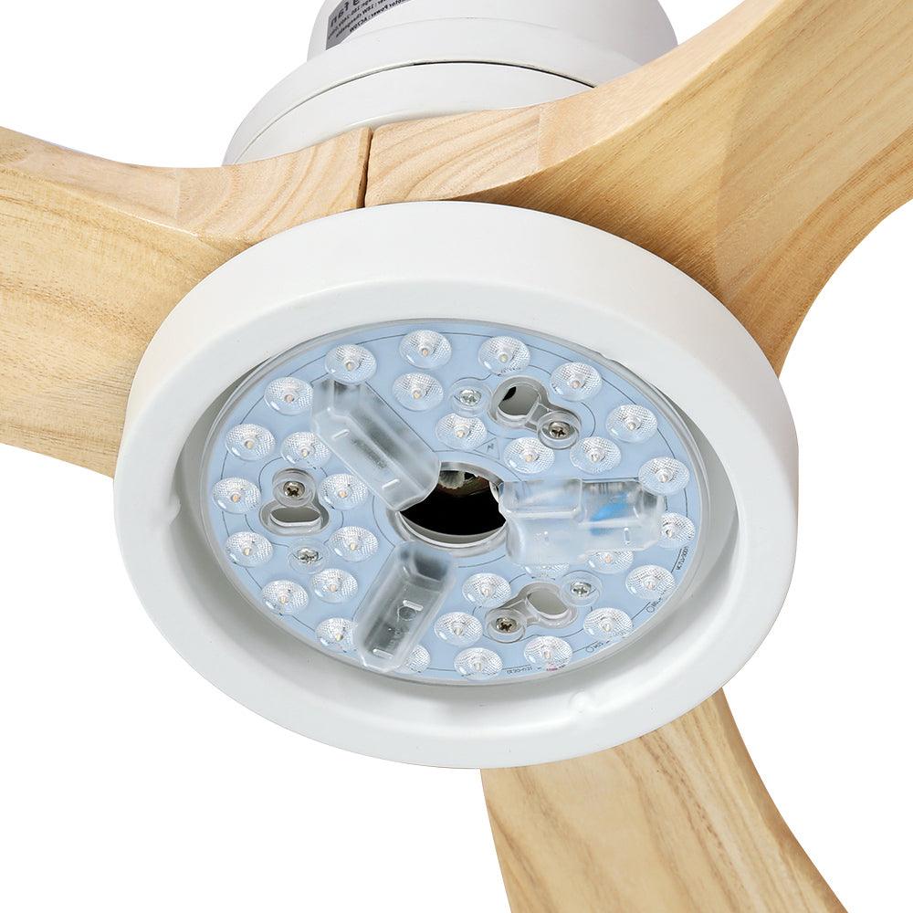 Buy Devanti 52'' Ceiling Fan AC Motor LED Light Remote - Light Wood discounted | Products On Sale Australia