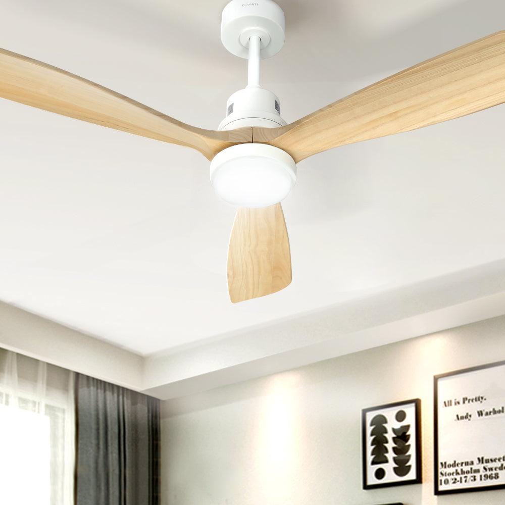 Buy Devanti 52'' Ceiling Fan AC Motor LED Light Remote - Light Wood discounted | Products On Sale Australia