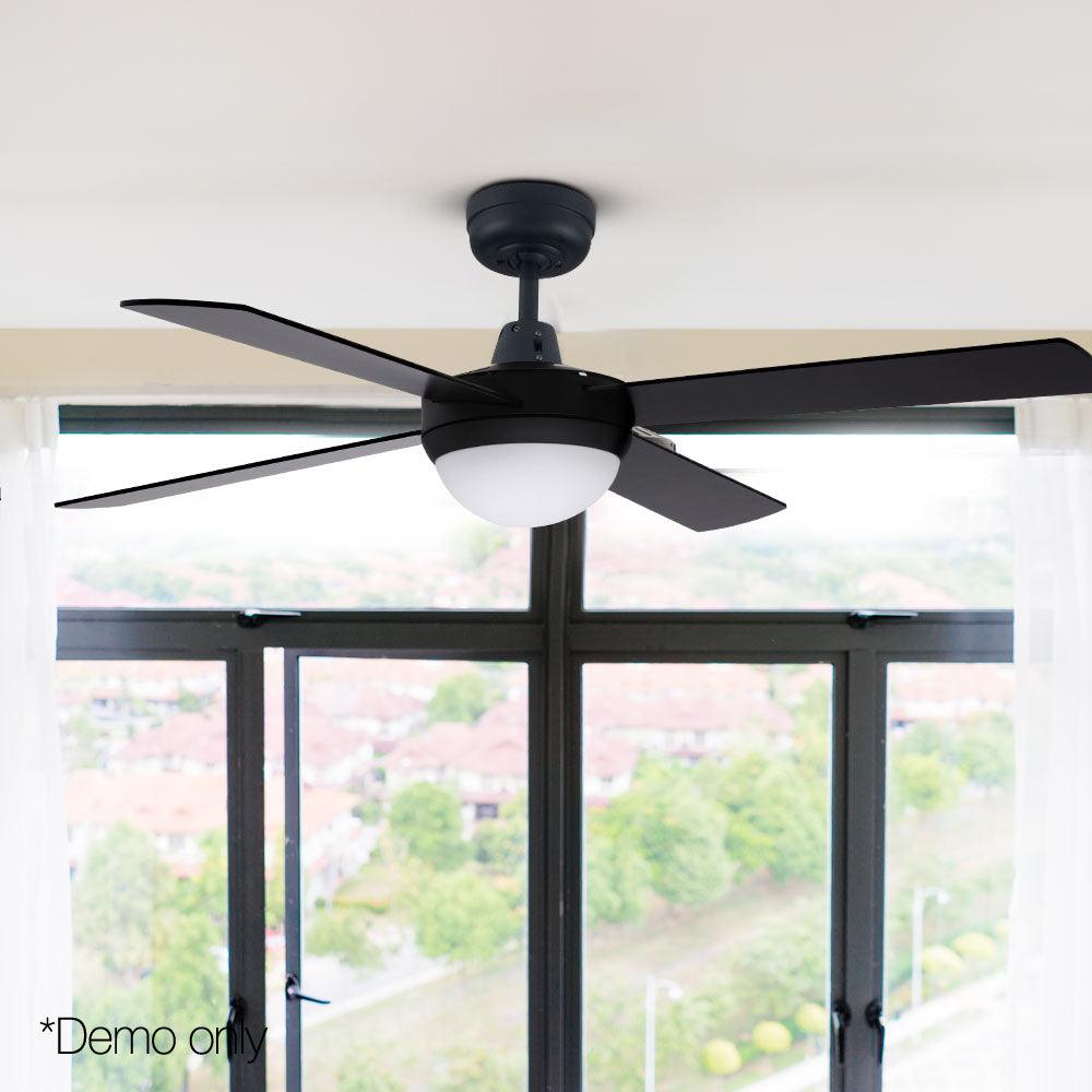 Buy Devanti 52'' Ceiling Fan AC Motor w/Light w/Remote - Black discounted | Products On Sale Australia