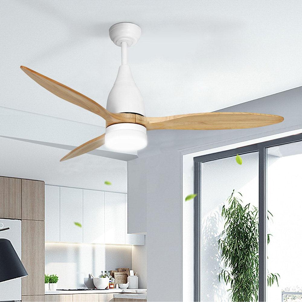 Buy Devanti 52'' Ceiling Fan AC Motor w/Light w/Remote - Light Wood discounted | Products On Sale Australia