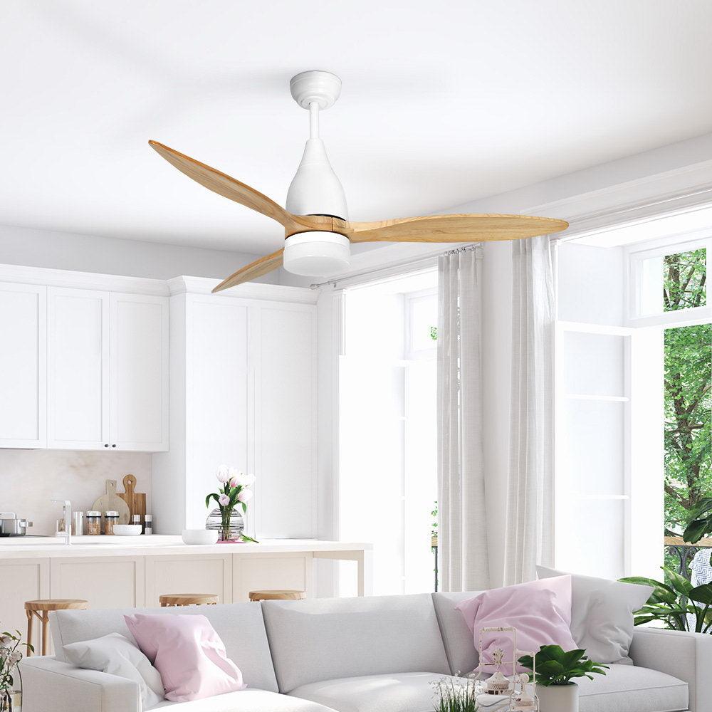 Buy Devanti 52'' Ceiling Fan AC Motor w/Light w/Remote - Light Wood discounted | Products On Sale Australia