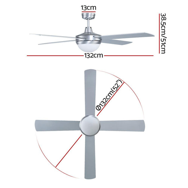 Buy Devanti 52'' Ceiling Fan AC Motor w/Light w/Remote - Silver discounted | Products On Sale Australia