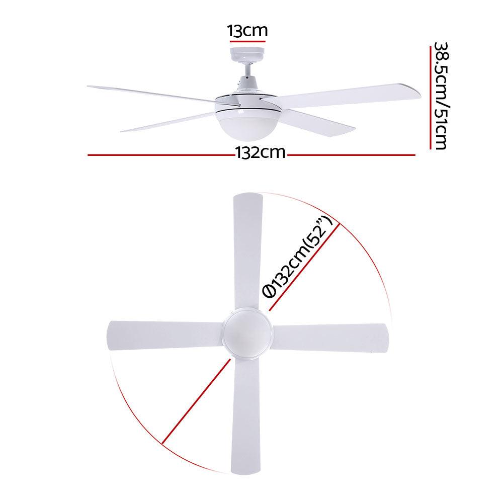 Buy Devanti 52'' Ceiling Fan AC Motor w/Light w/Remote - White discounted | Products On Sale Australia