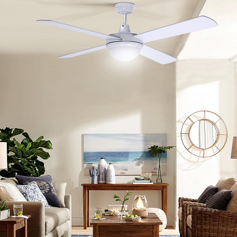 Buy Devanti 52'' Ceiling Fan AC Motor w/Light w/Remote - White discounted | Products On Sale Australia