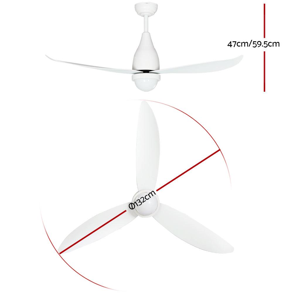 Buy Devanti 52'' Ceiling Fan DC Motor LED Light Remote Control - White discounted | Products On Sale Australia