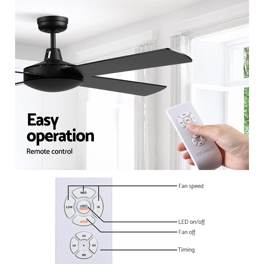 Buy Devanti 52'' Ceiling Fan w/Remote - Black discounted | Products On Sale Australia