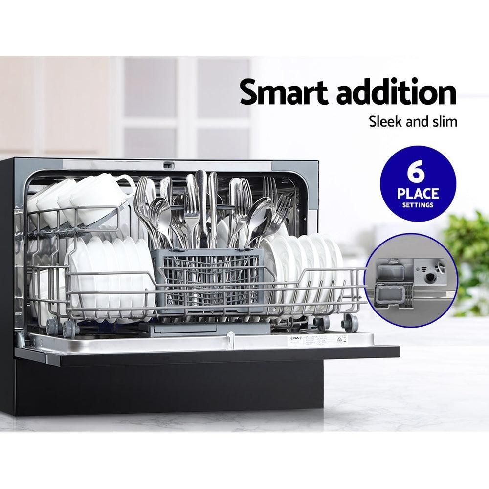 Buy Devanti 6 Place Settings Benchtop Dishwasher Black discounted | Products On Sale Australia