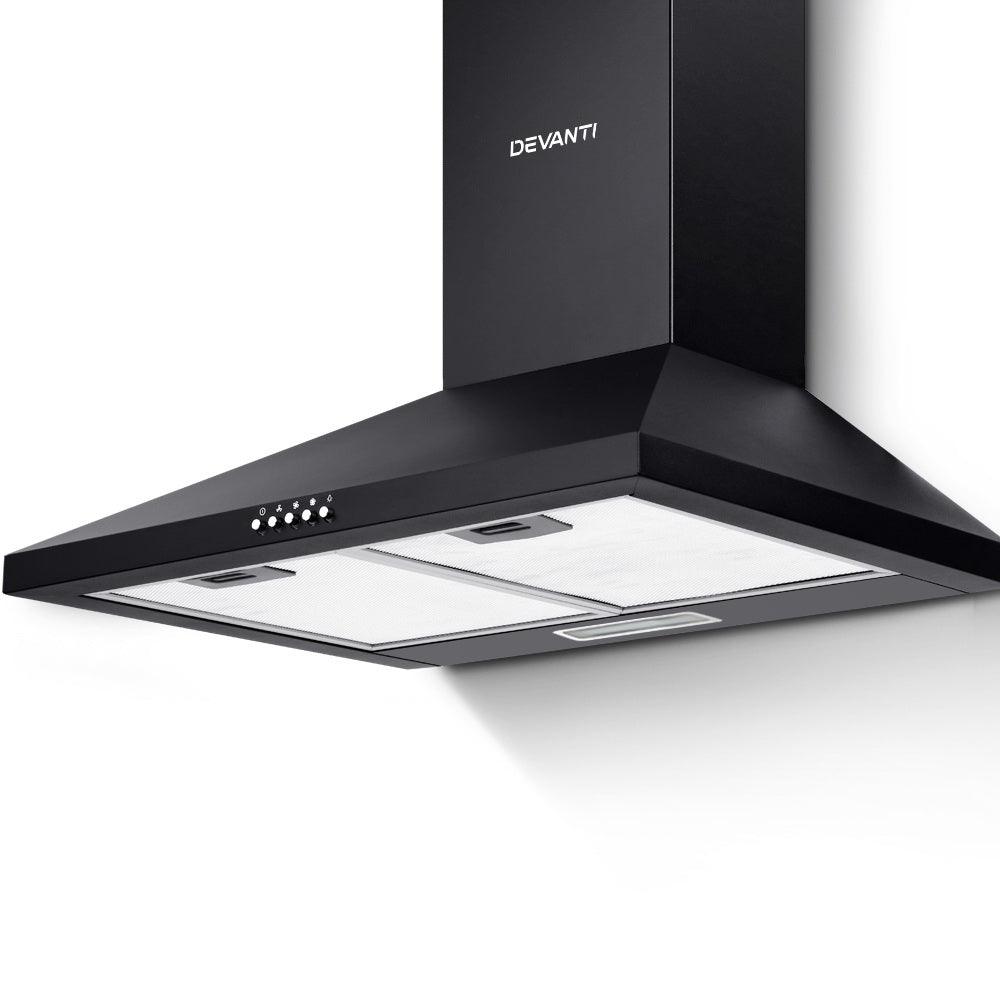 Buy Devanti 600mm Range Hood 60cm Rangehood Black discounted | Products On Sale Australia