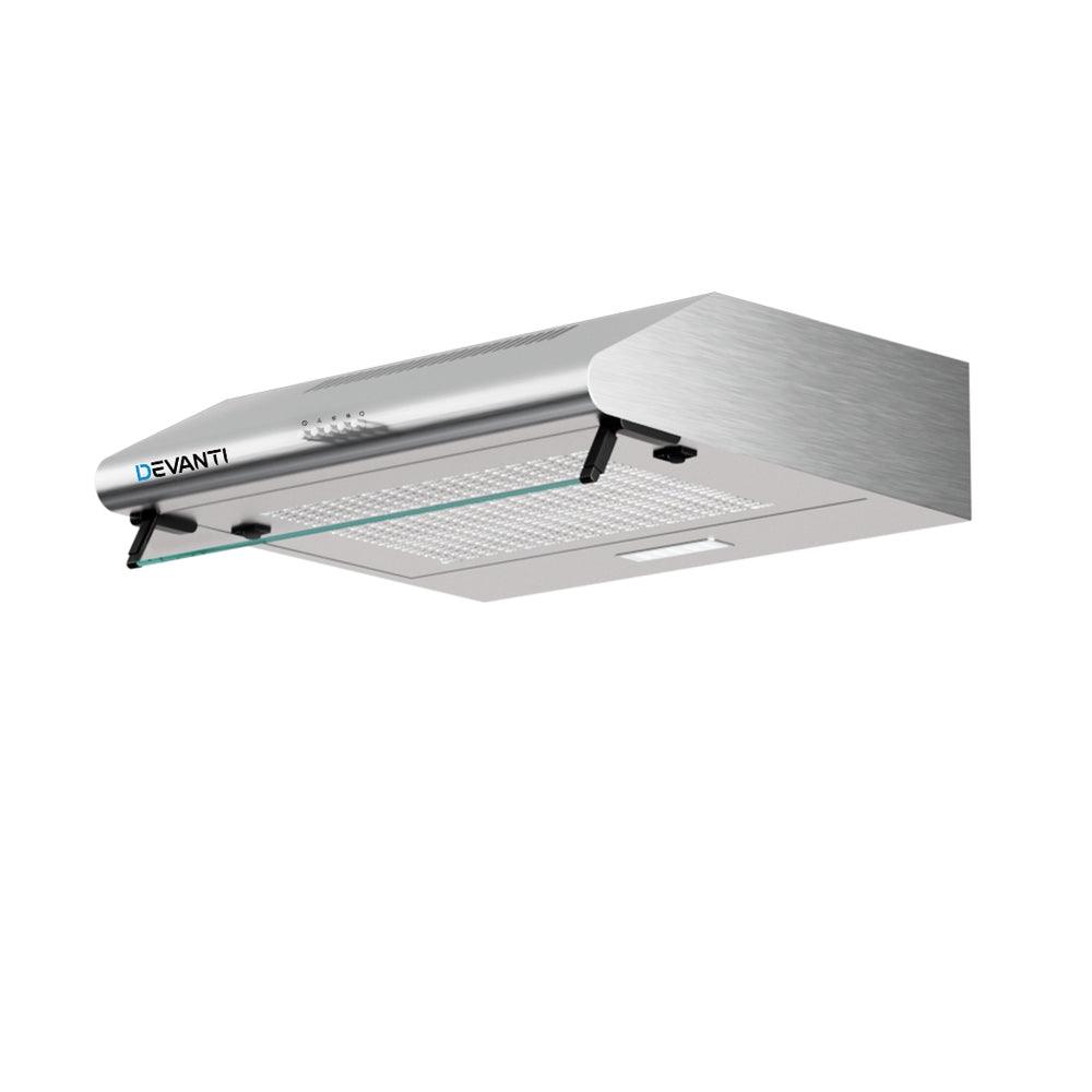 Buy Devanti 600mm Range Hood 60cm Rangehood Kitchen Canopy LED Light Stainless Steel discounted | Products On Sale Australia