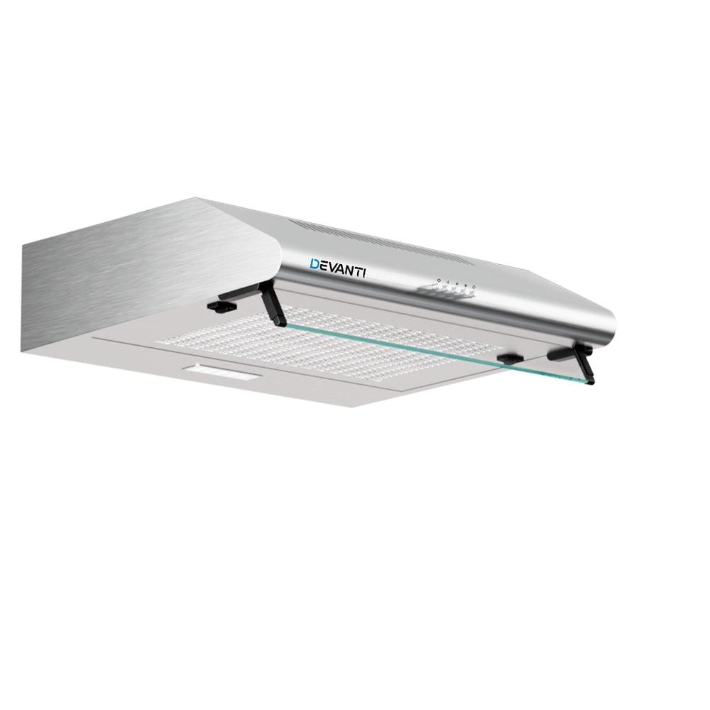 Buy Devanti 600mm Range Hood 60cm Rangehood Kitchen Canopy LED Light Stainless Steel discounted | Products On Sale Australia