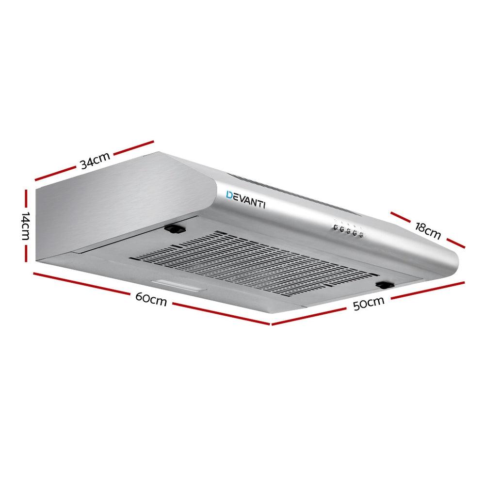 Buy Devanti 600mm Range Hood 60cm Rangehood Stainless Steel discounted | Products On Sale Australia