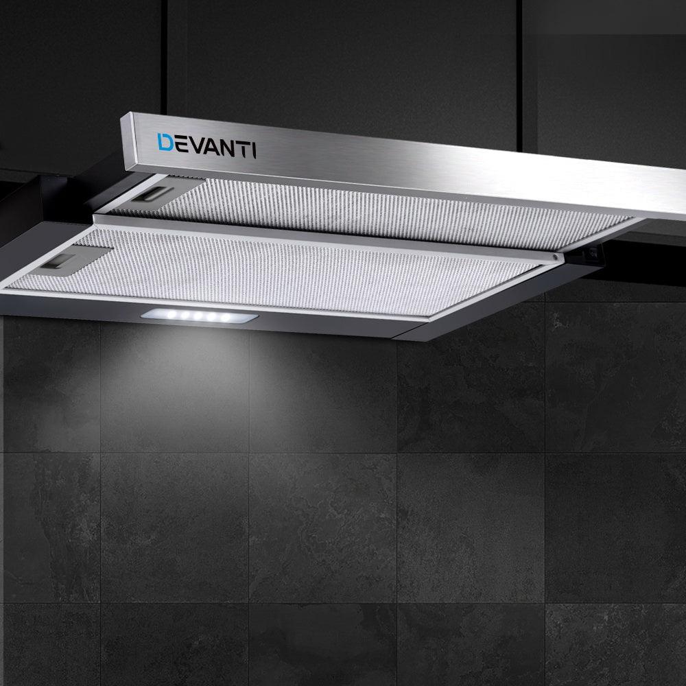 Buy Devanti 600mm Range Hood 60cm Slide out Rangehood Stainless Steel discounted | Products On Sale Australia