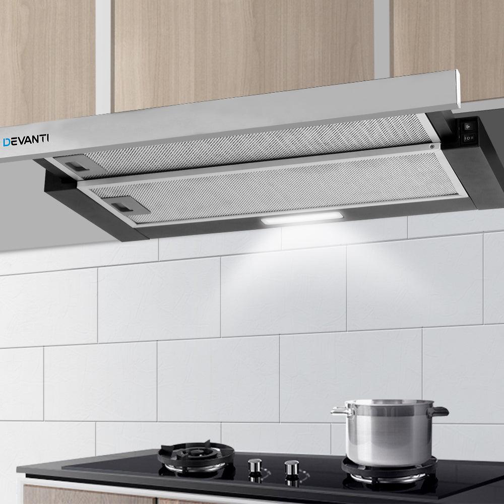 Buy Devanti 600mm Range Hood 60cm Slide out Rangehood Stainless Steel discounted | Products On Sale Australia