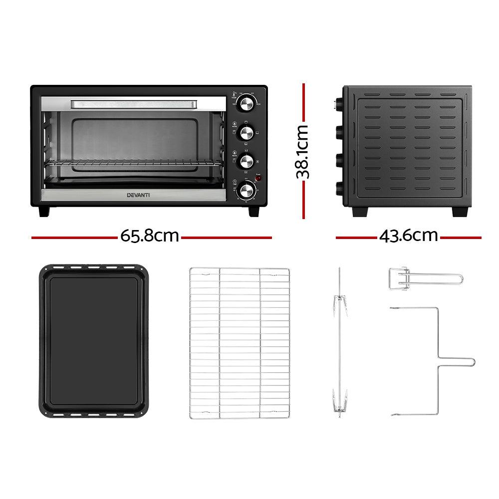 Buy Devanti 60L Convection Oven Electric Fryer Ovens 2000W discounted | Products On Sale Australia