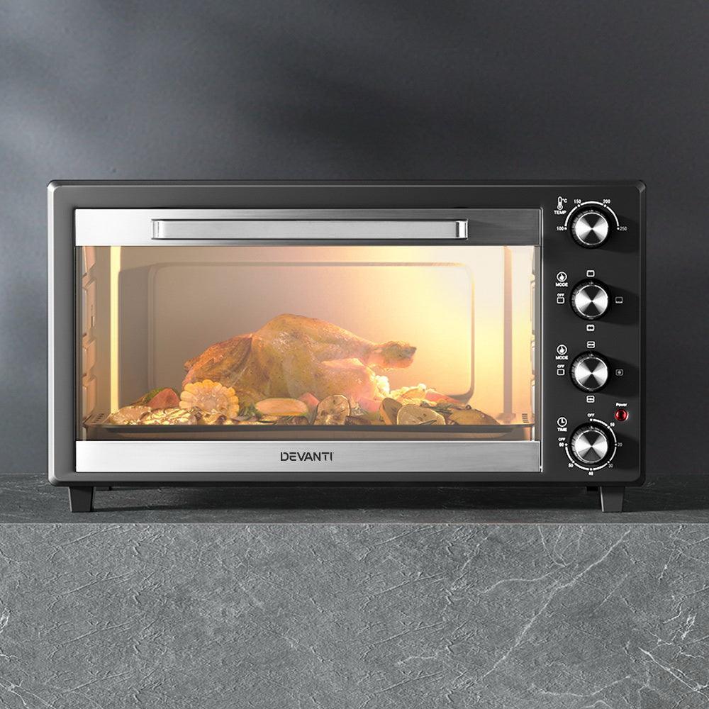 Buy Devanti 60L Convection Oven Electric Fryer Ovens 2000W discounted | Products On Sale Australia