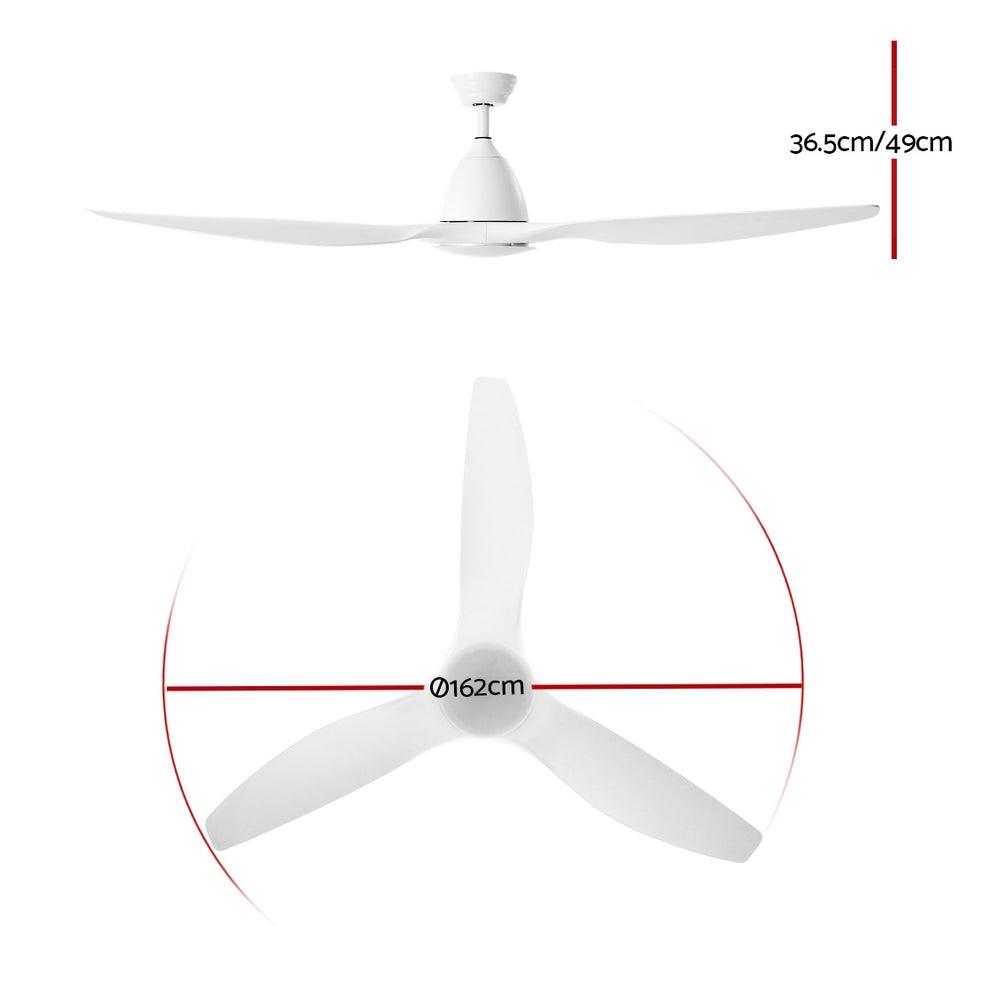 Buy Devanti 64'' Ceiling Fan DC Motor w/Light w/Remote - White discounted | Products On Sale Australia