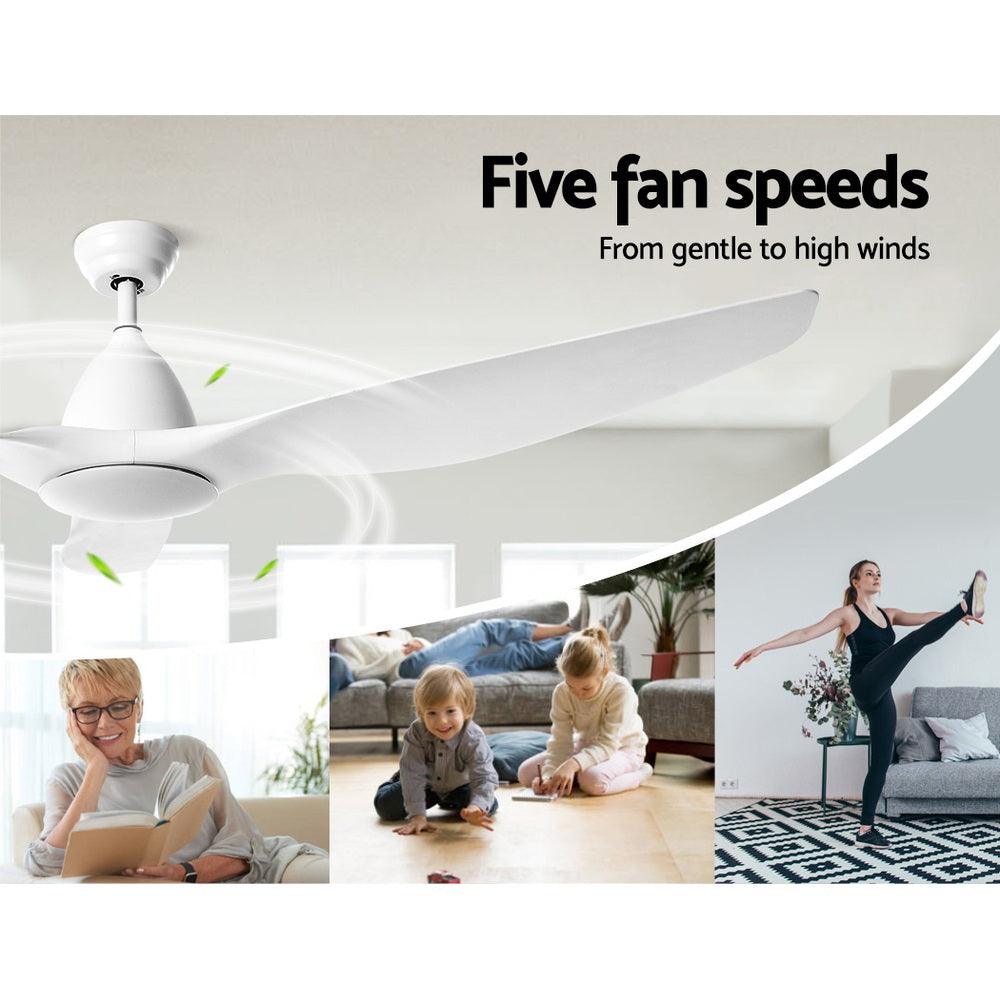 Buy Devanti 64'' Ceiling Fan DC Motor w/Light w/Remote - White discounted | Products On Sale Australia