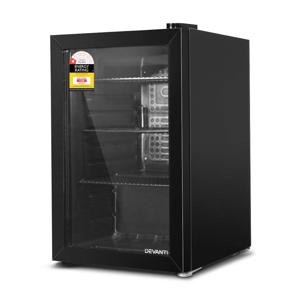 Buy Devanti 70L Bar Fridge Glass Door w/Light Black discounted | Products On Sale Australia