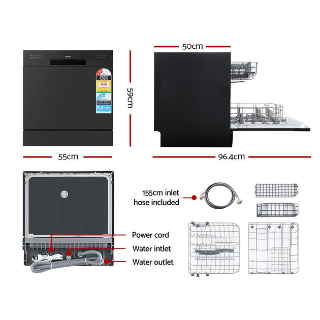 Buy Devanti 8 Place Settings Benchtop Dishwasher Black discounted | Products On Sale Australia