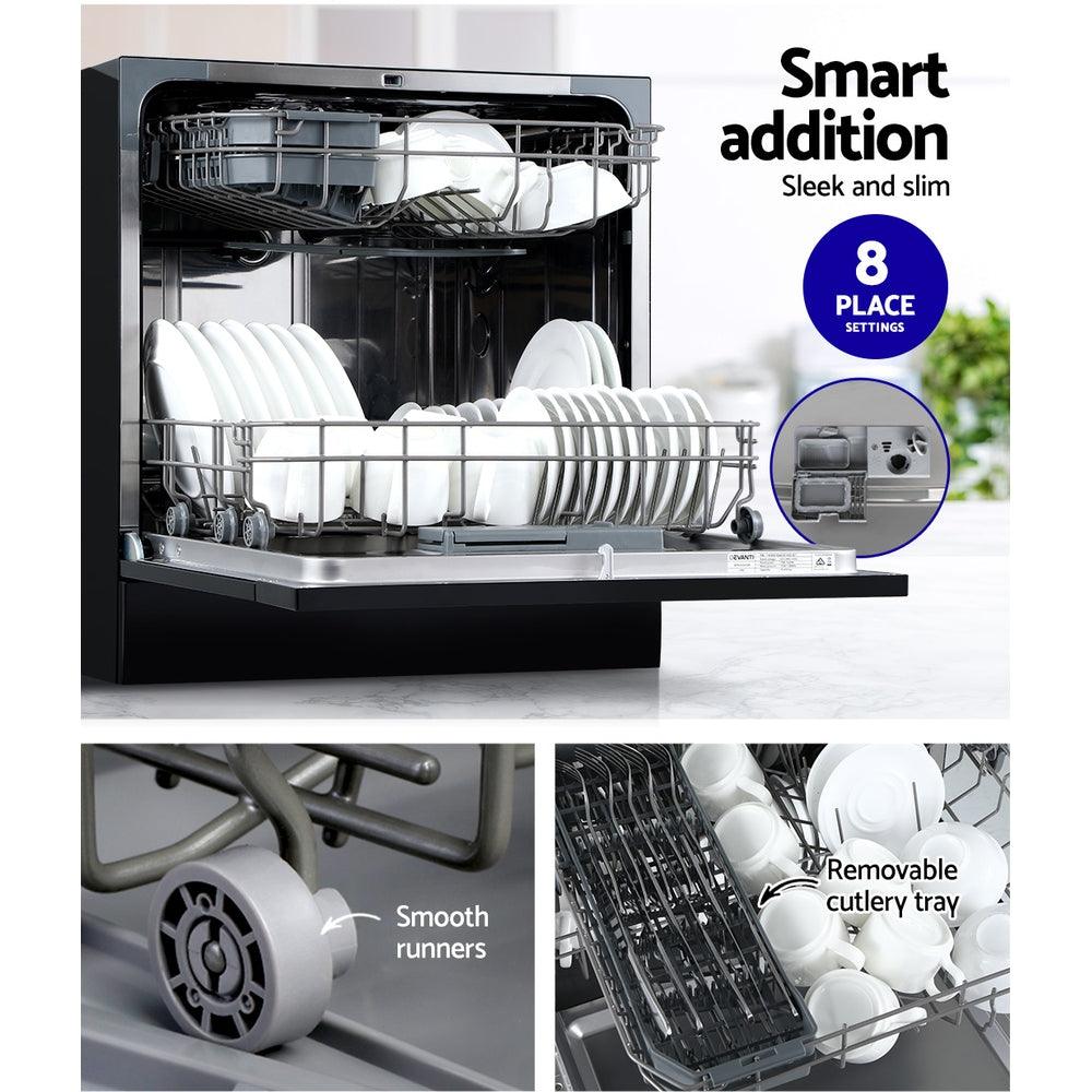 Buy Devanti 8 Place Settings Benchtop Dishwasher Black discounted | Products On Sale Australia