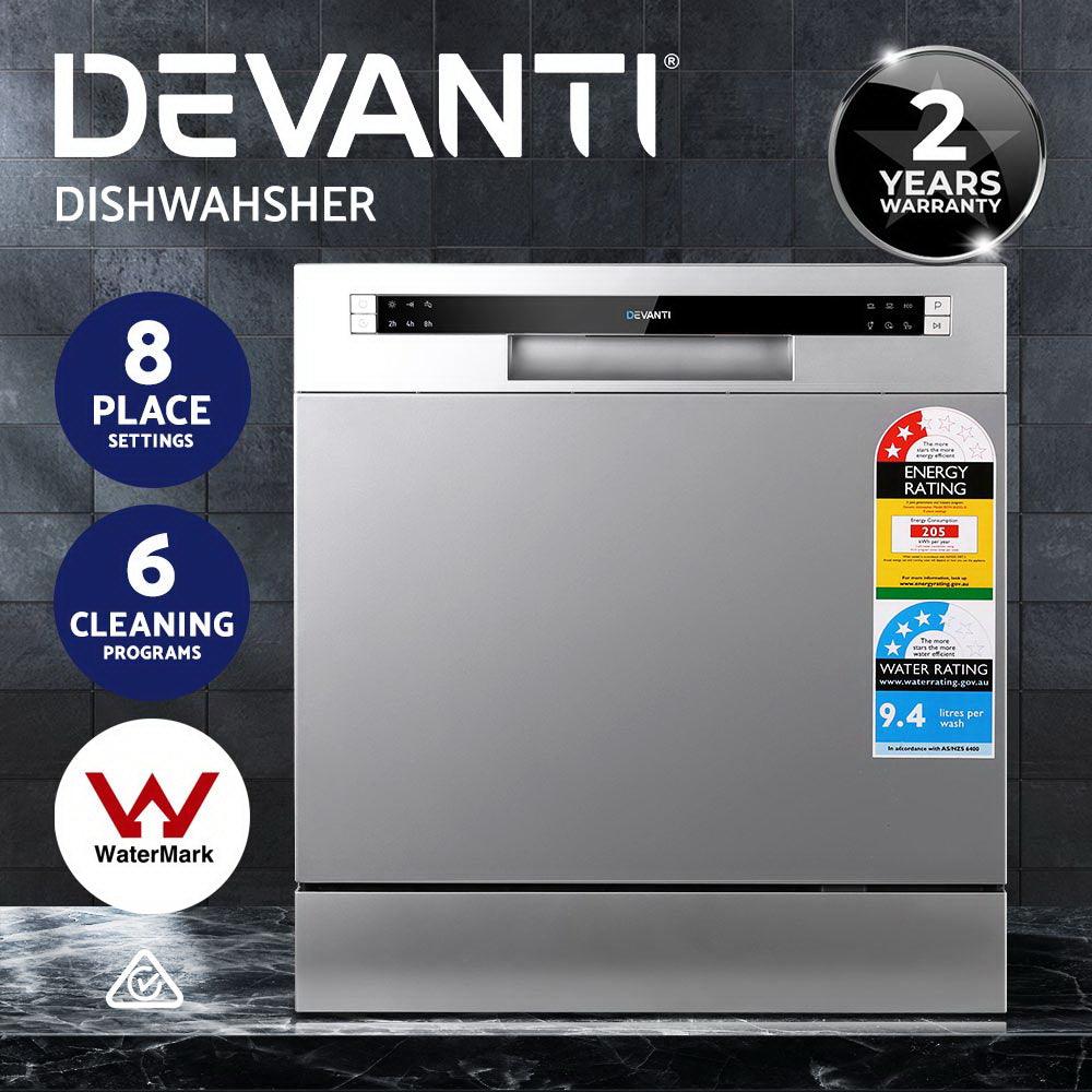 Buy Devanti 8 Place Settings Benchtop Dishwasher Sliver discounted | Products On Sale Australia