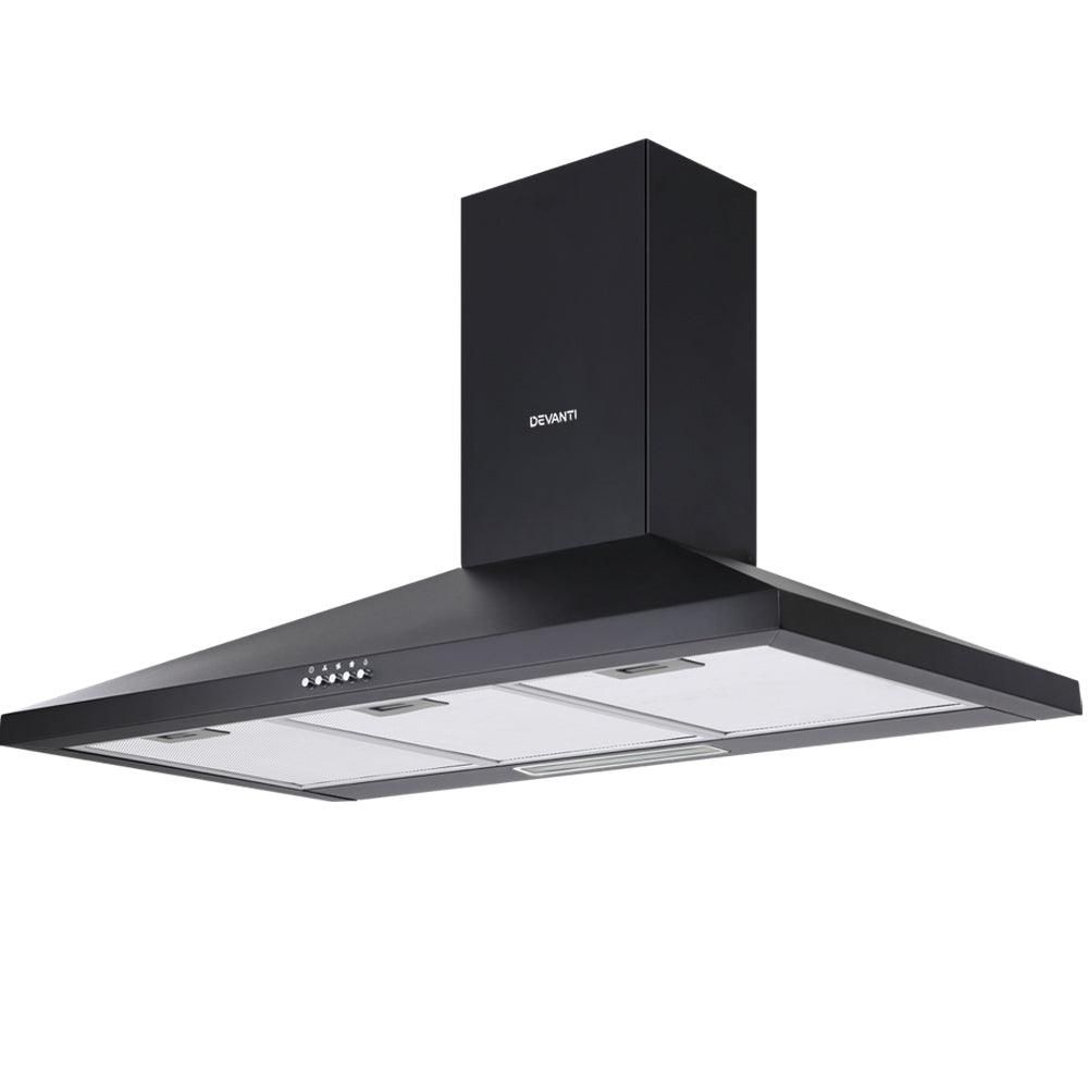 Buy Devanti 900mm Range Hood 90cm Rangehood Black discounted | Products On Sale Australia