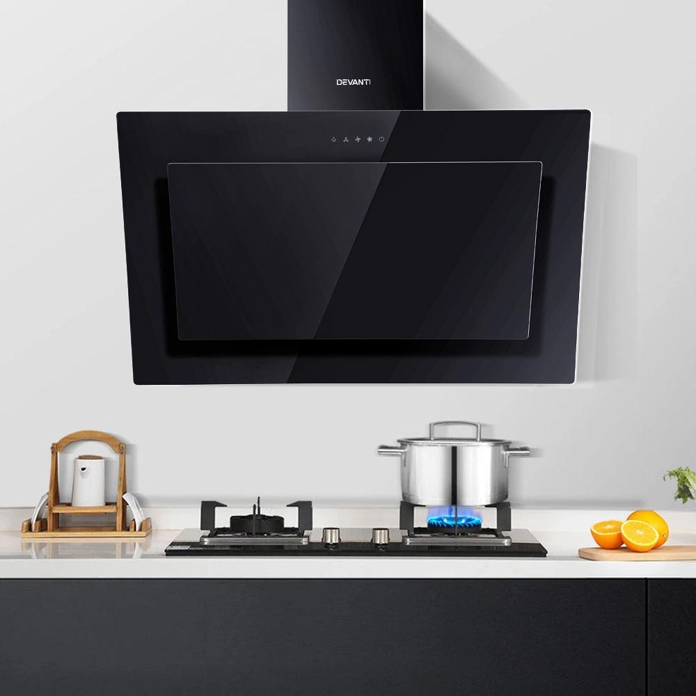 Buy Devanti 900mm Range Hood 90cm Rangehood Glass Black discounted | Products On Sale Australia