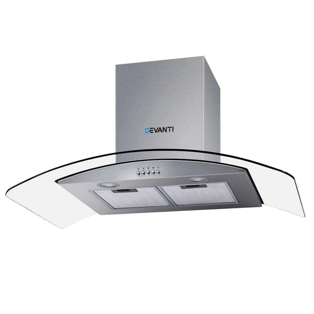 Buy Devanti 900mm Range Hood 90cm Rangehood Glass Canopy discounted | Products On Sale Australia