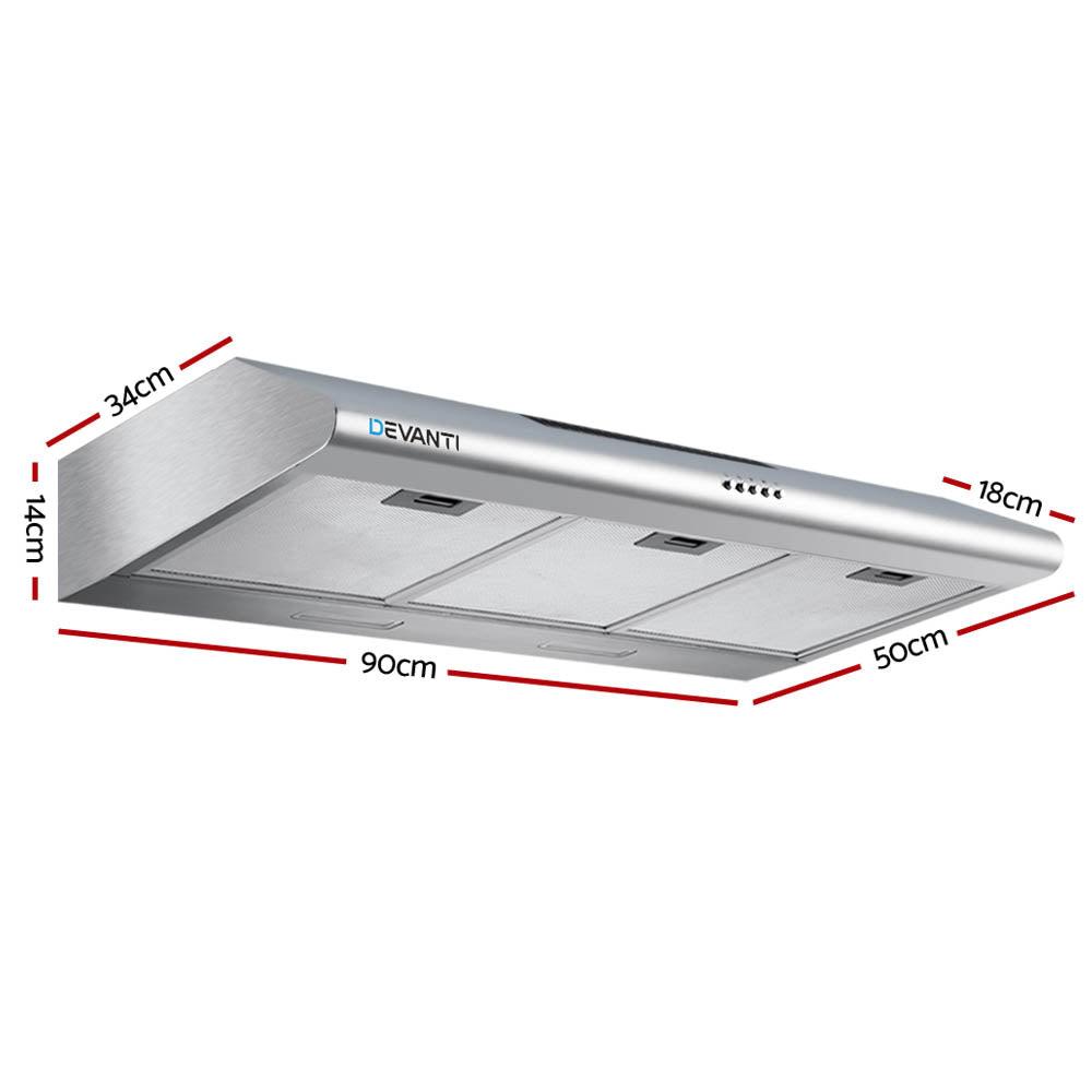 Buy Devanti 900mm Range Hood 90cm Rangehood Stainless Steel discounted | Products On Sale Australia