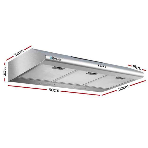 Buy Devanti 900mm Range Hood 90cm Rangehood Stainless Steel discounted | Products On Sale Australia