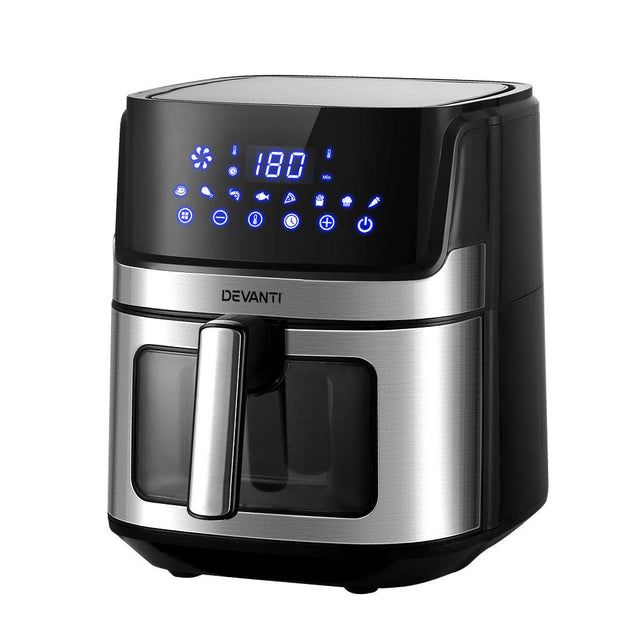 Buy Devanti Air Fryer 6.5L LCD Fryers Clear Window discounted | Products On Sale Australia