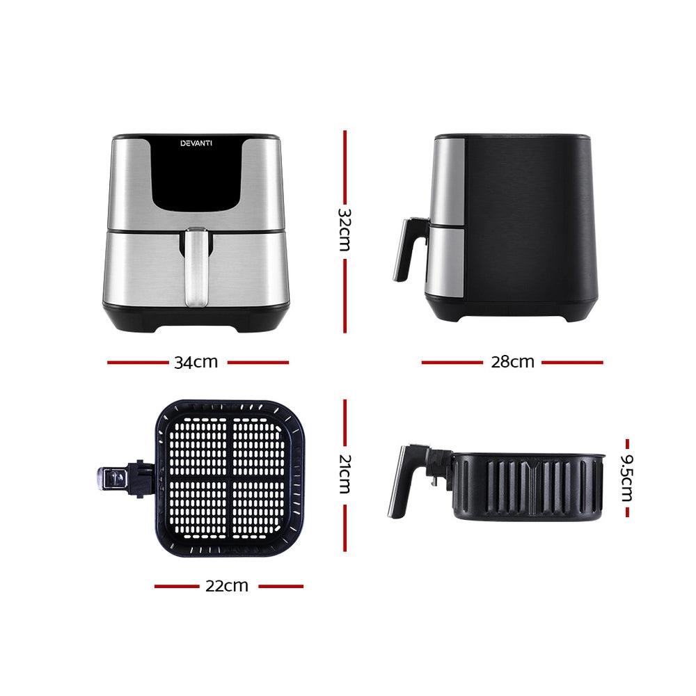 Buy Devanti Air Fryer 7L LCD Fryers Stainless Steel discounted | Products On Sale Australia