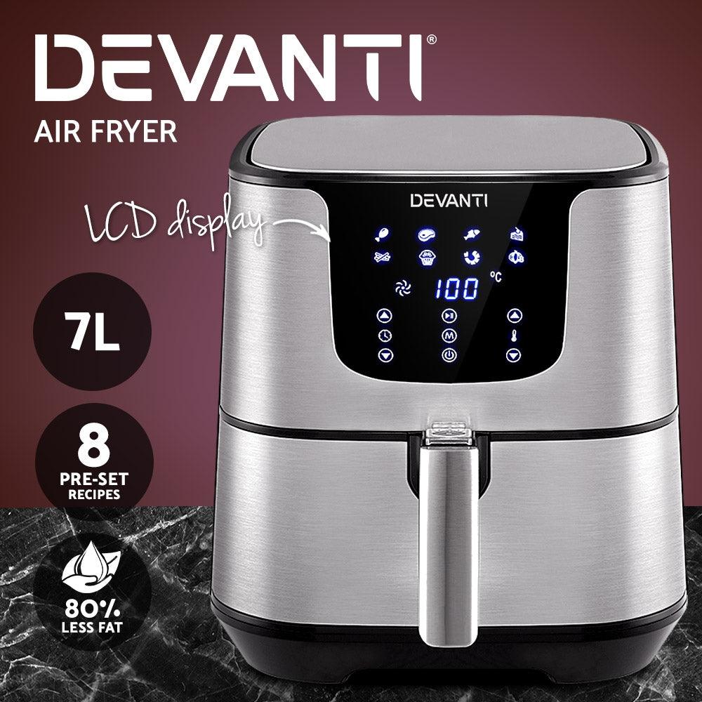 Buy Devanti Air Fryer 7L LCD Fryers Stainless Steel discounted | Products On Sale Australia