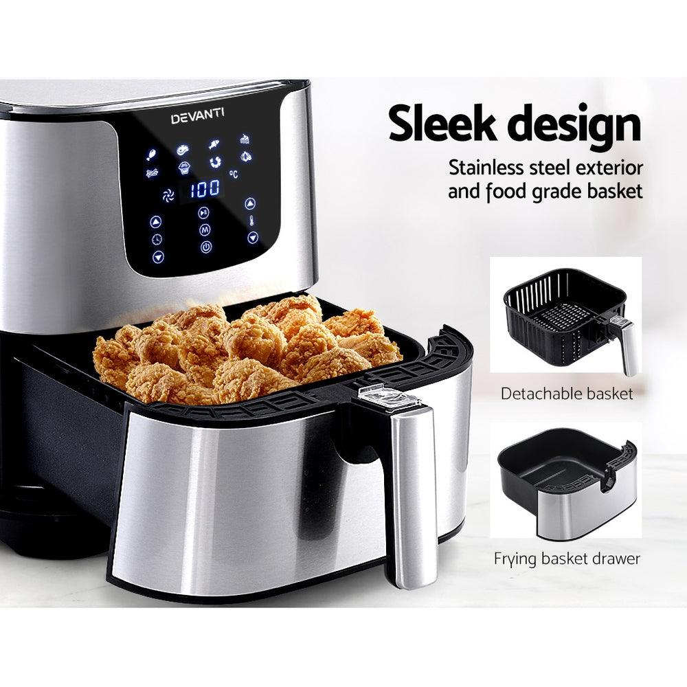 Buy Devanti Air Fryer 7L LCD Fryers Stainless Steel discounted | Products On Sale Australia