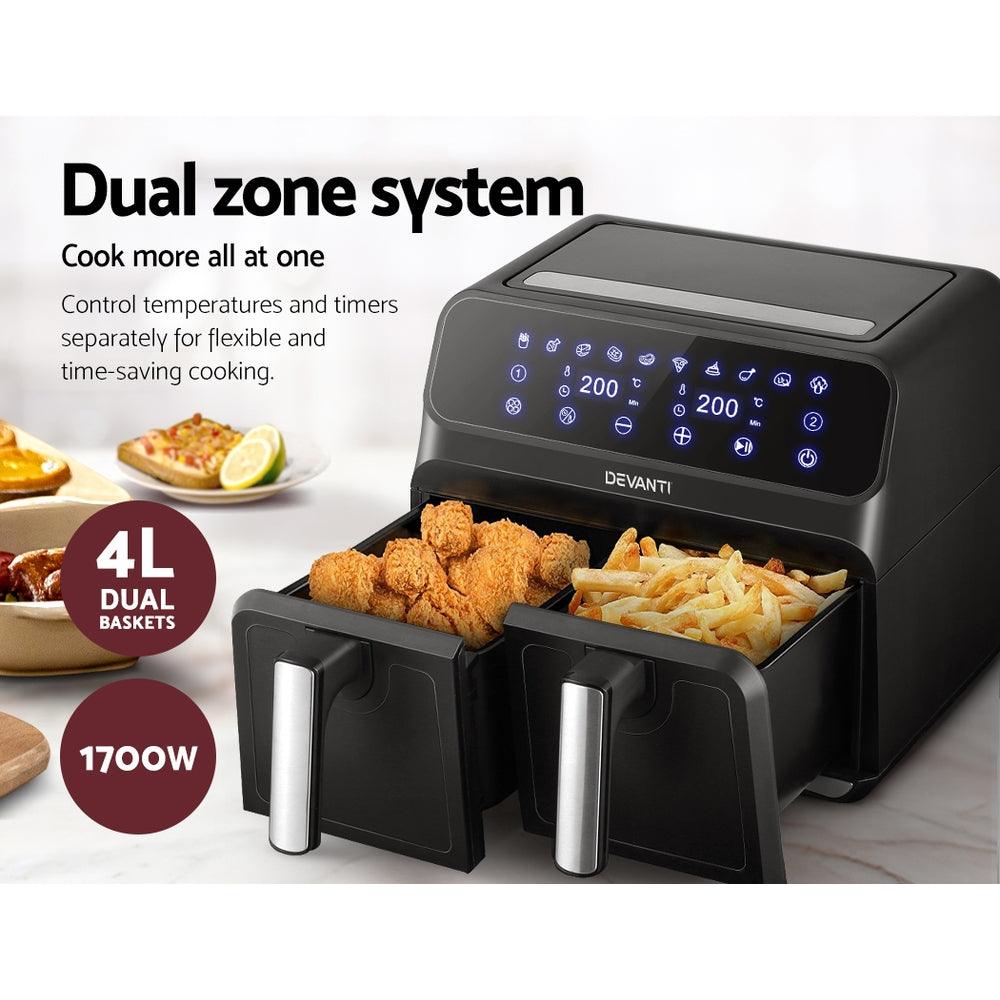 Buy Devanti Air Fryer 8L Dual Zone Fryers discounted | Products On Sale Australia