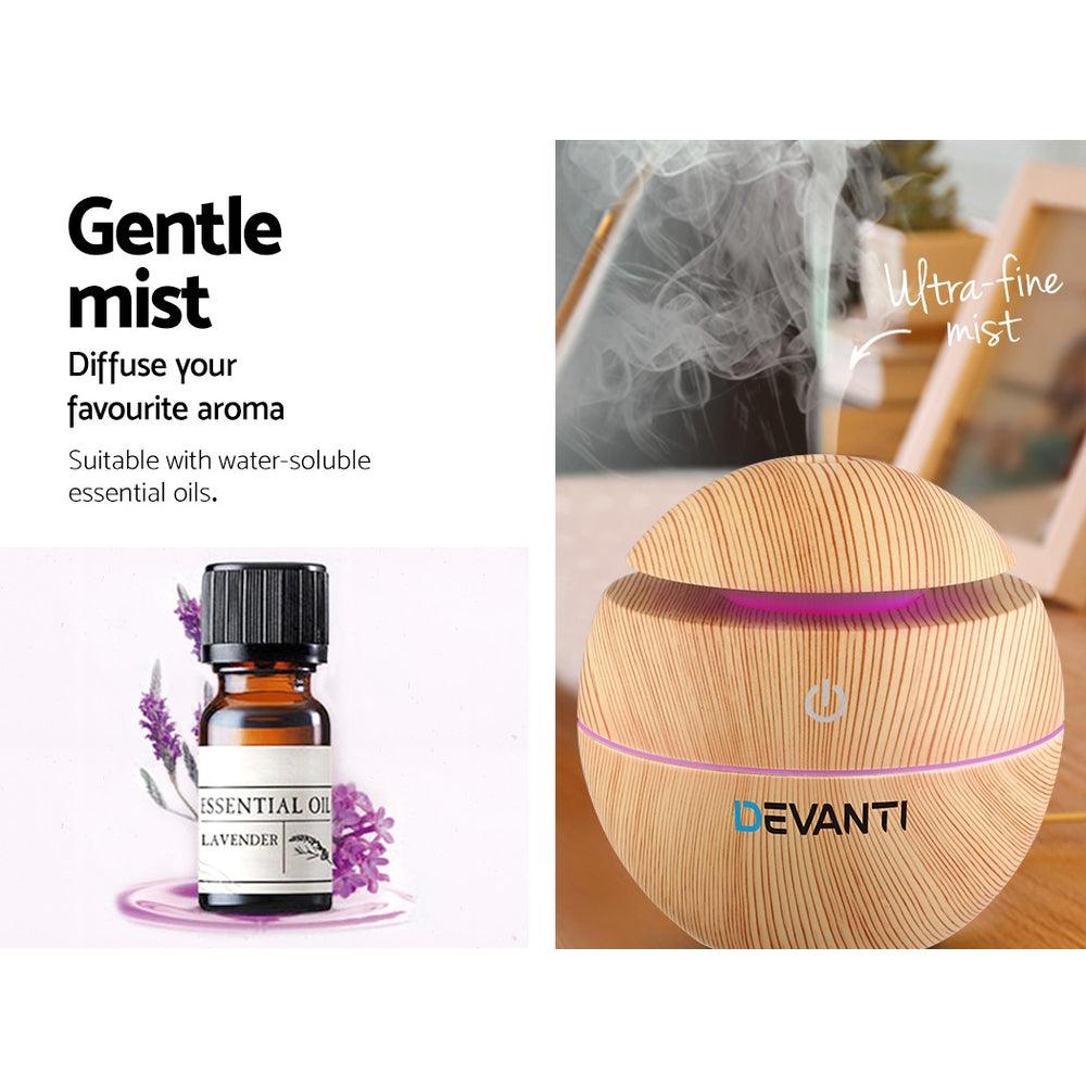 Buy Devanti Aroma Diffuser Aromatherapy Light Wood 130ml discounted | Products On Sale Australia