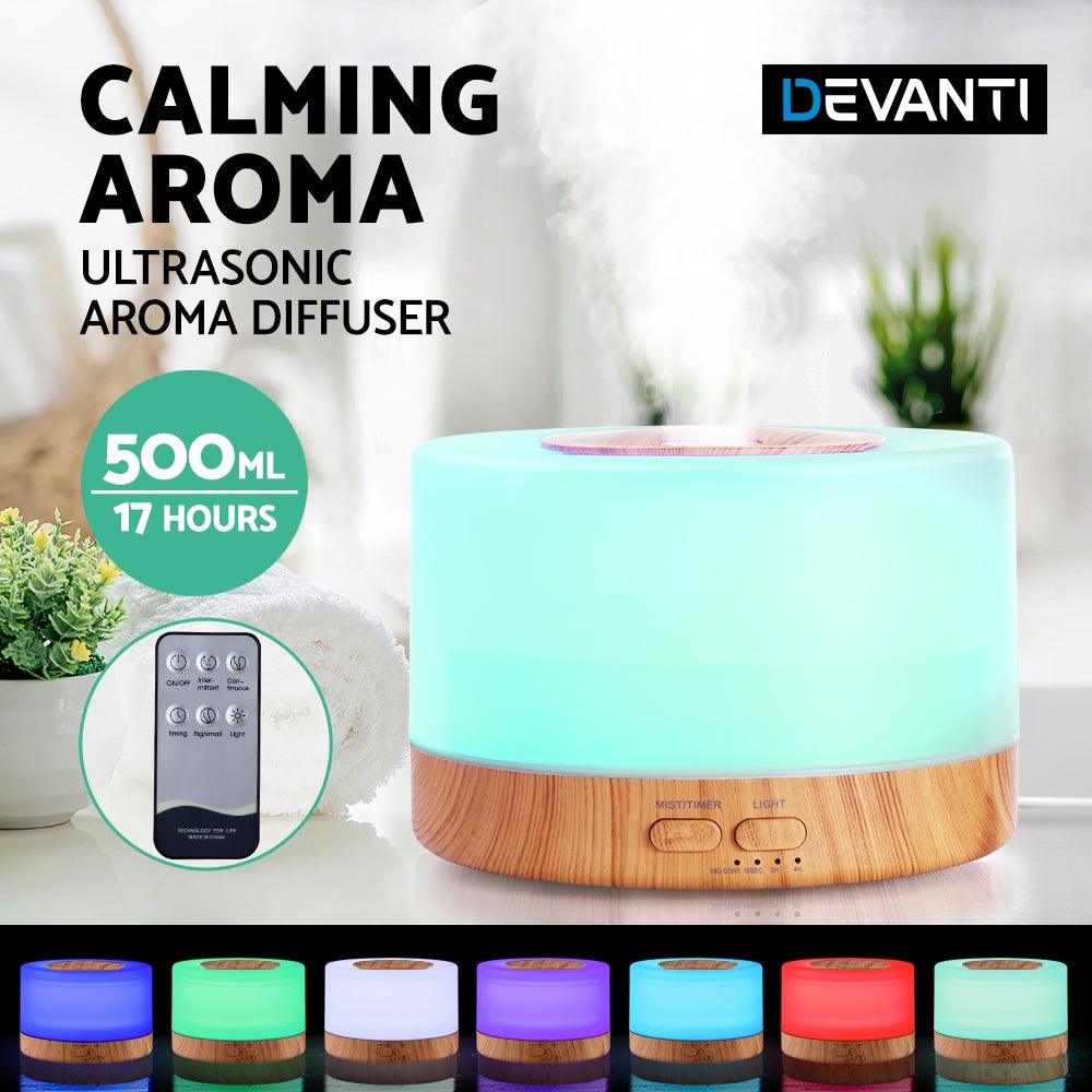 Buy Devanti Aroma Diffuser Aromatherapy Light Wood 500ml discounted | Products On Sale Australia