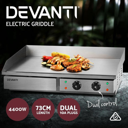 Buy Devanti Commercial Electric Griddle 73cm BBQ Grill Plate 4400W discounted | Products On Sale Australia