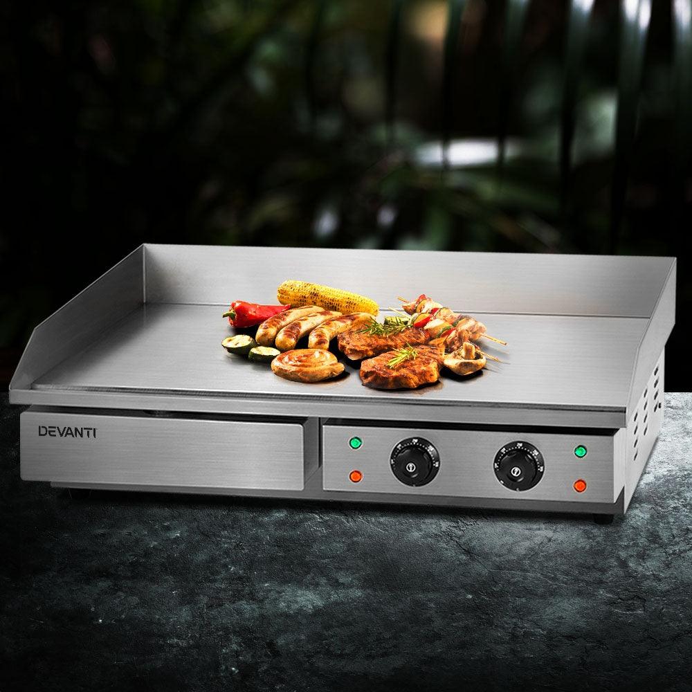 Buy Devanti Commercial Electric Griddle 73cm BBQ Grill Plate 4400W discounted | Products On Sale Australia