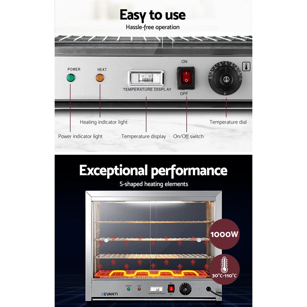 Buy Devanti Commercial Food Warmer Hot Display Showcase Cabinet 64cm discounted | Products On Sale Australia