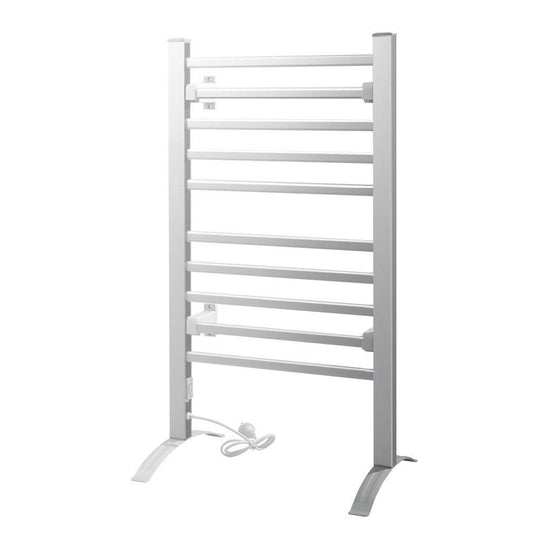 Buy Devanti Electric Heated Towel Rail Rack 10 Bars Freestanding Clothes Dry Warmer discounted | Products On Sale Australia