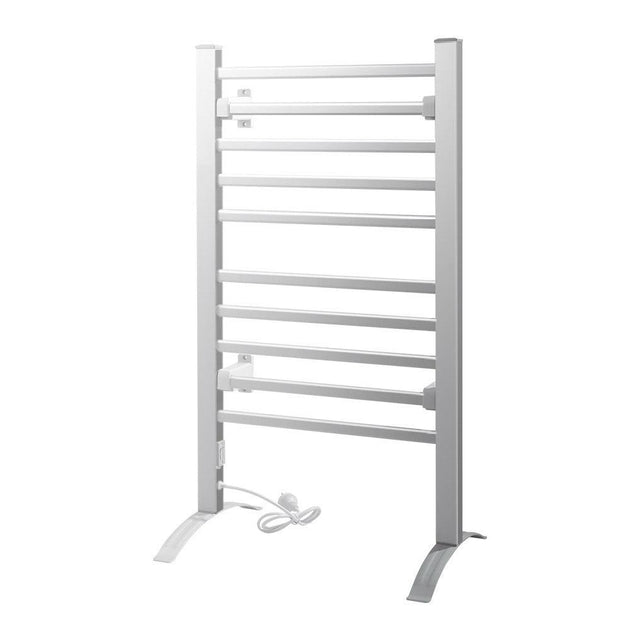 Buy Devanti Electric Heated Towel Rail Rack 10 Bars Freestanding Clothes Dry Warmer discounted | Products On Sale Australia