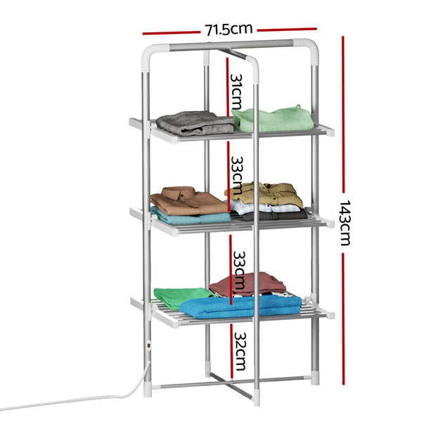 Buy Devanti Electric Heated Towel Rail Rack 30 Bars Foldable Clothes Dry Warmer discounted | Products On Sale Australia