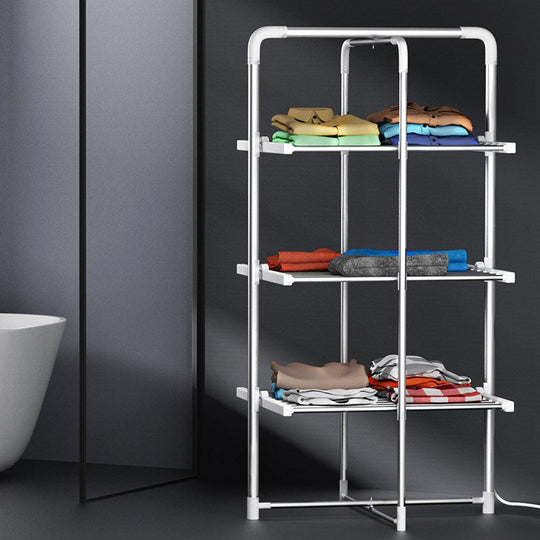 Buy Devanti Electric Heated Towel Rail Rack 30 Bars Foldable Clothes Dry Warmer discounted | Products On Sale Australia