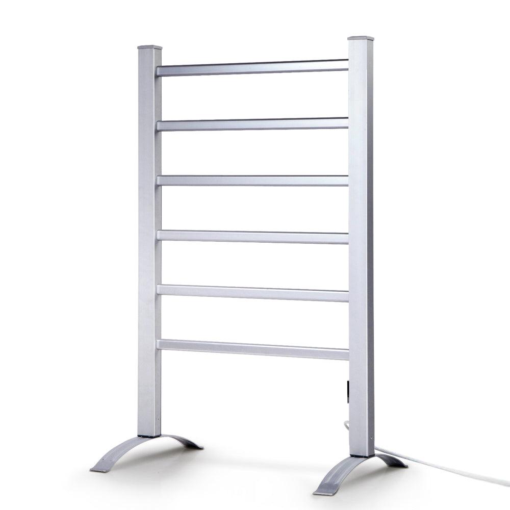 Buy Devanti Electric Heated Towel Rail Rack 6 Bars with Timer Clothes Dry Warmer discounted | Products On Sale Australia