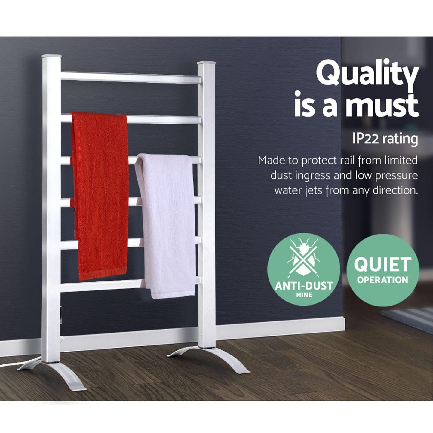 Buy Devanti Electric Heated Towel Rail Rack 6 Bars with Timer Clothes Dry Warmer discounted | Products On Sale Australia