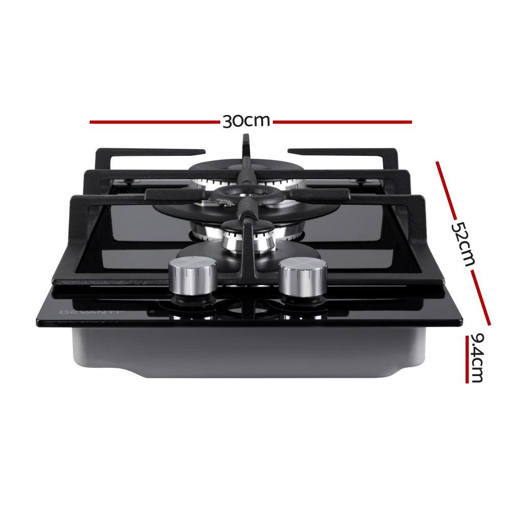 Buy Devanti Gas Cooktop 30cm 2 Burner Black discounted | Products On Sale Australia