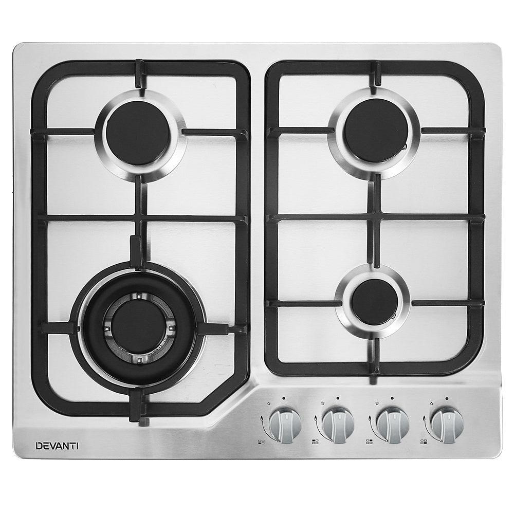 Buy Devanti Gas Cooktop 60cm 4 Burner Silvir discounted | Products On Sale Australia