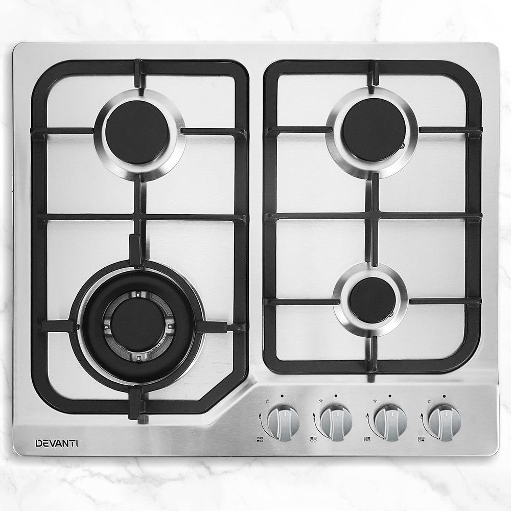 Buy Devanti Gas Cooktop 60cm 4 Burner Silvir discounted | Products On Sale Australia